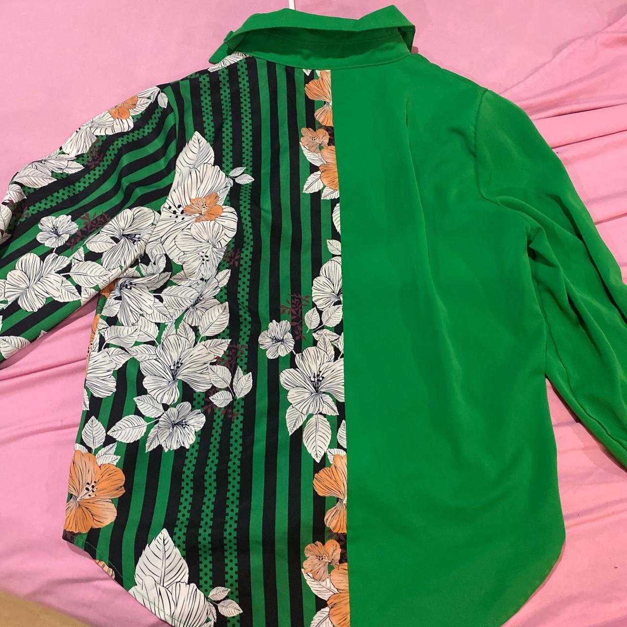 Womens Tops Striped & Floral Print Slit Sleeve Blouse | Depop