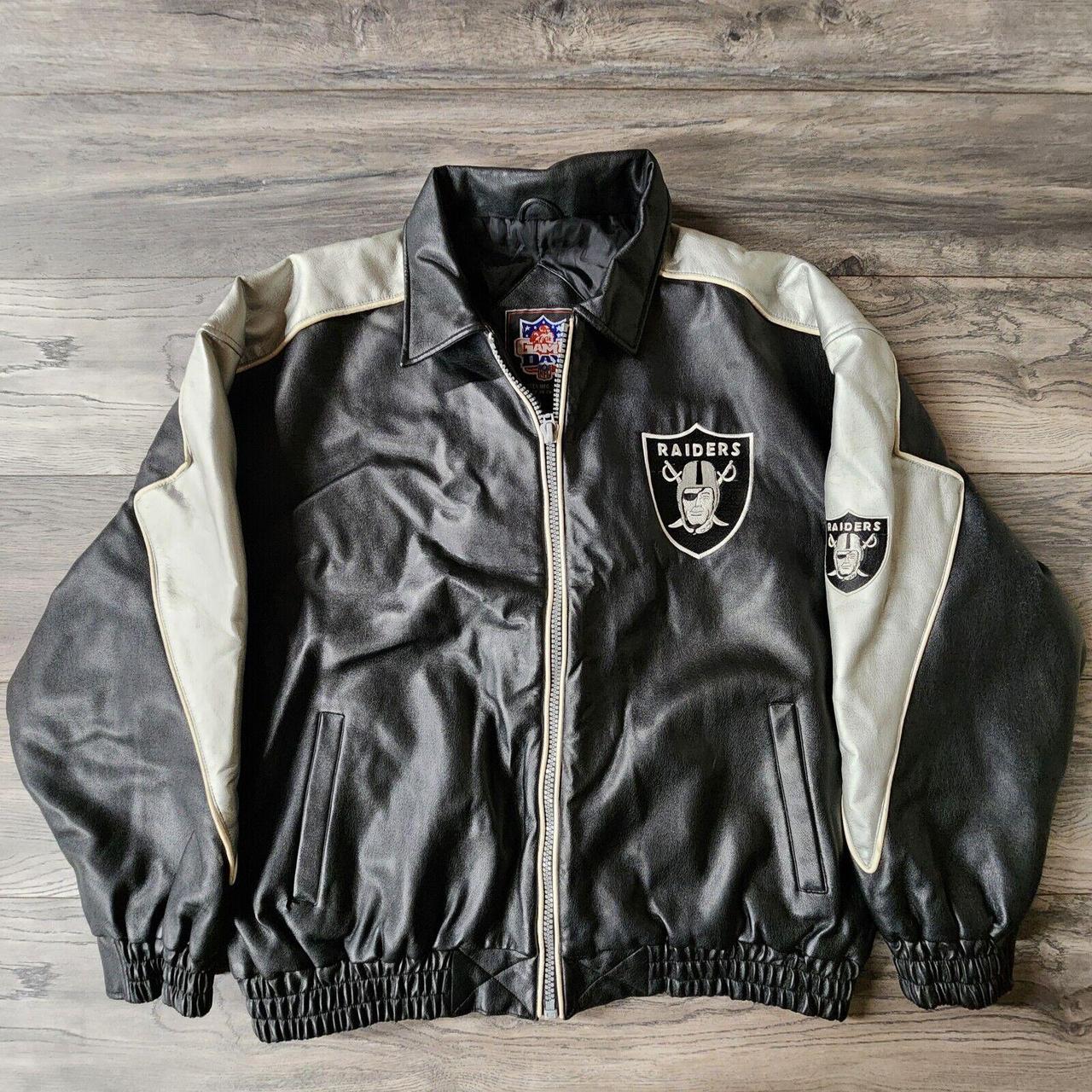 Oakland Raiders Rare Vintage 90 s Leather Bomber. Depop