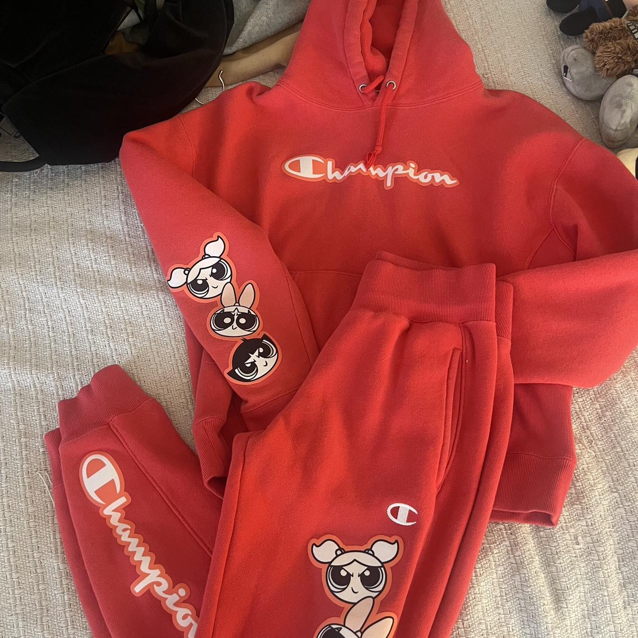 Champion red Powerpuff Girls tracksuit hoodie and. Depop