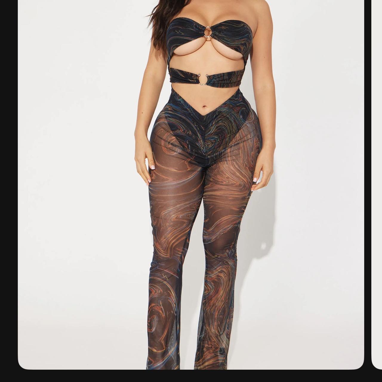 Mesh Fashion Nova Cut Out Leggings Mesh Jumpsuit Stretchy Can