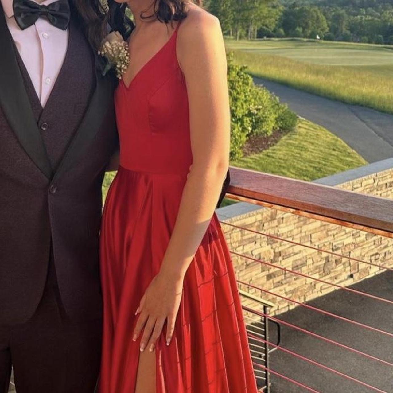 red prom dress from jc penny floor length dress. Depop