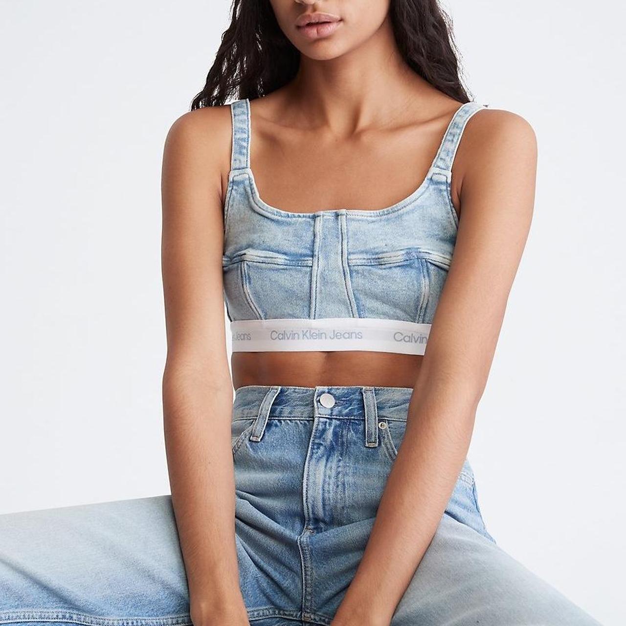 CK JEANS Denim Bustier Bra Top super cute 🩵🩵 Depop
