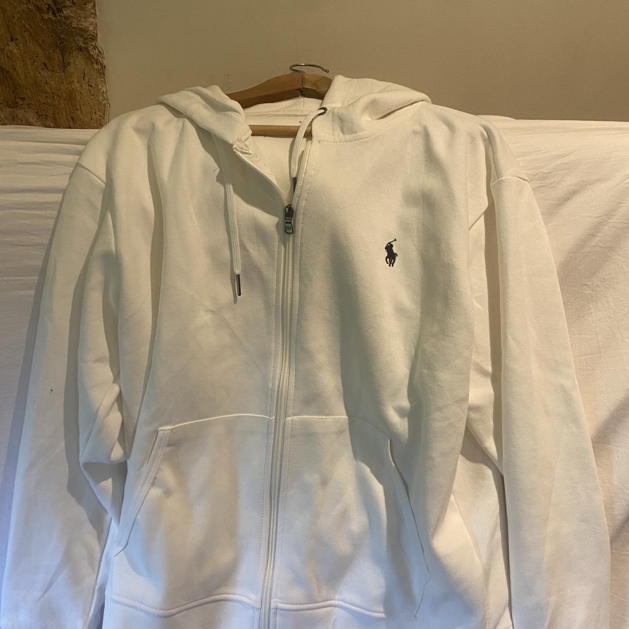 Polo Ralph Lauren white zip up hoodie Depop