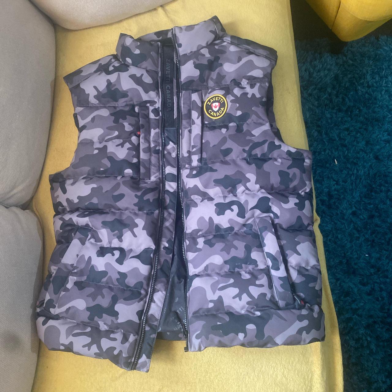 Zavetti Gilet Coat Size L Grey Camo Brand new Depop