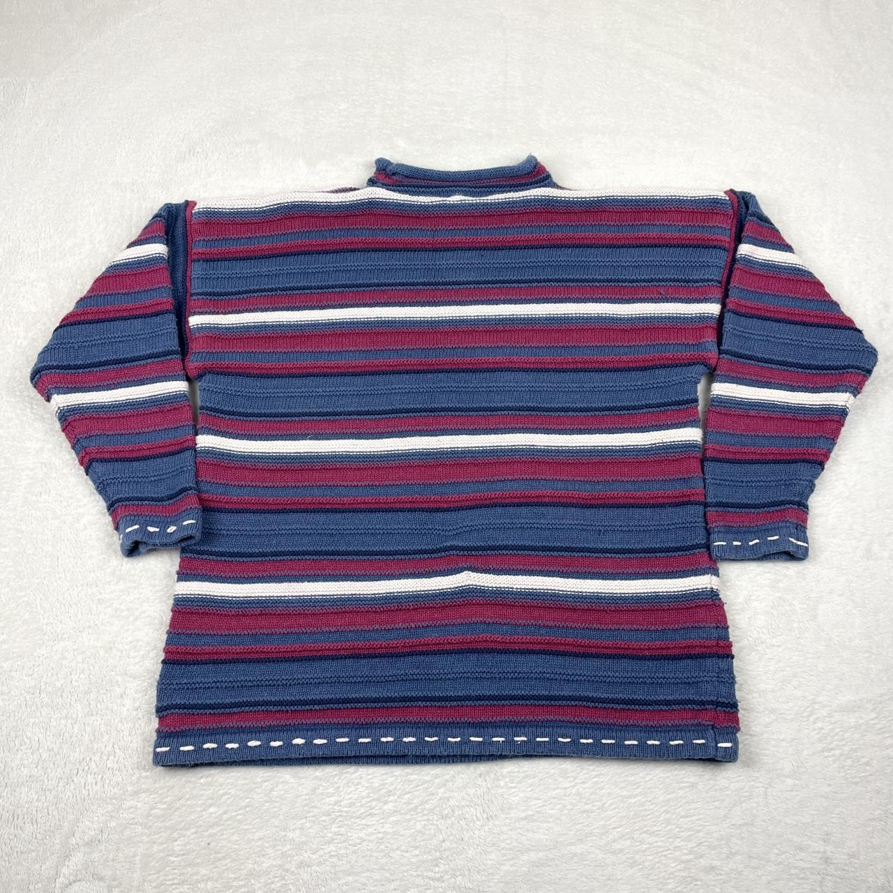 vintage chunky oversized striped sweater. 90s... - Depop