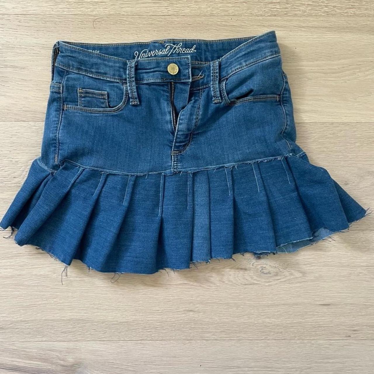 Pleated jean skirt y2k Depop