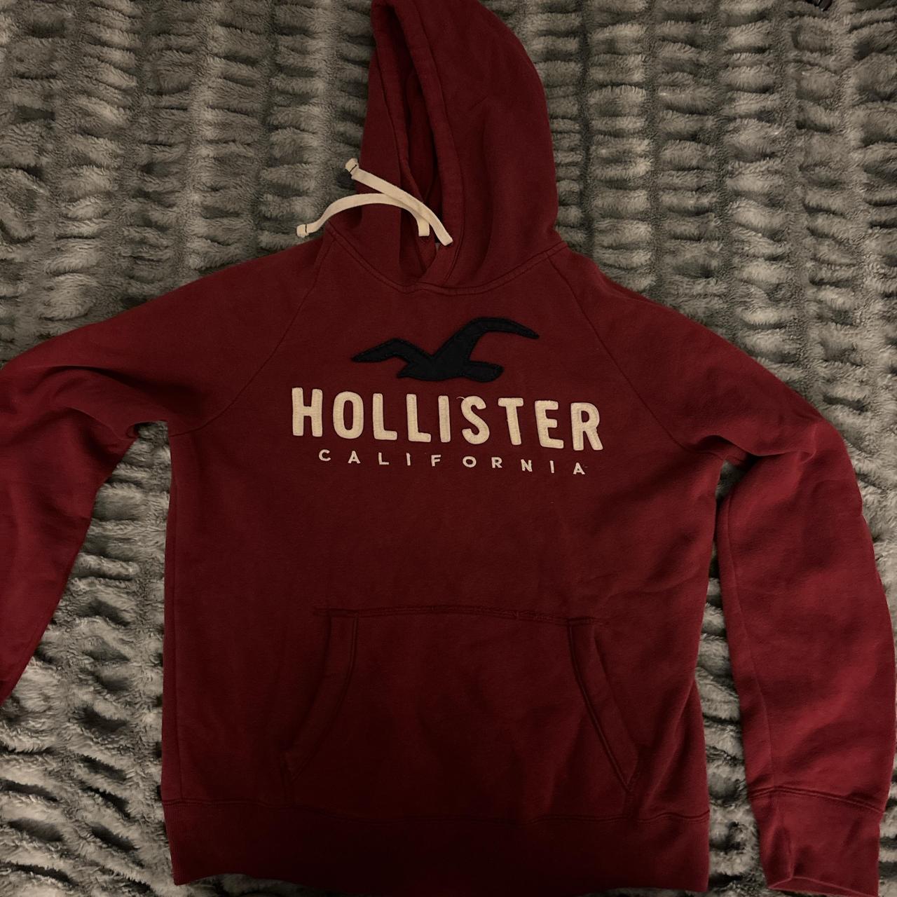 Burgundy hollister hoodie on sale