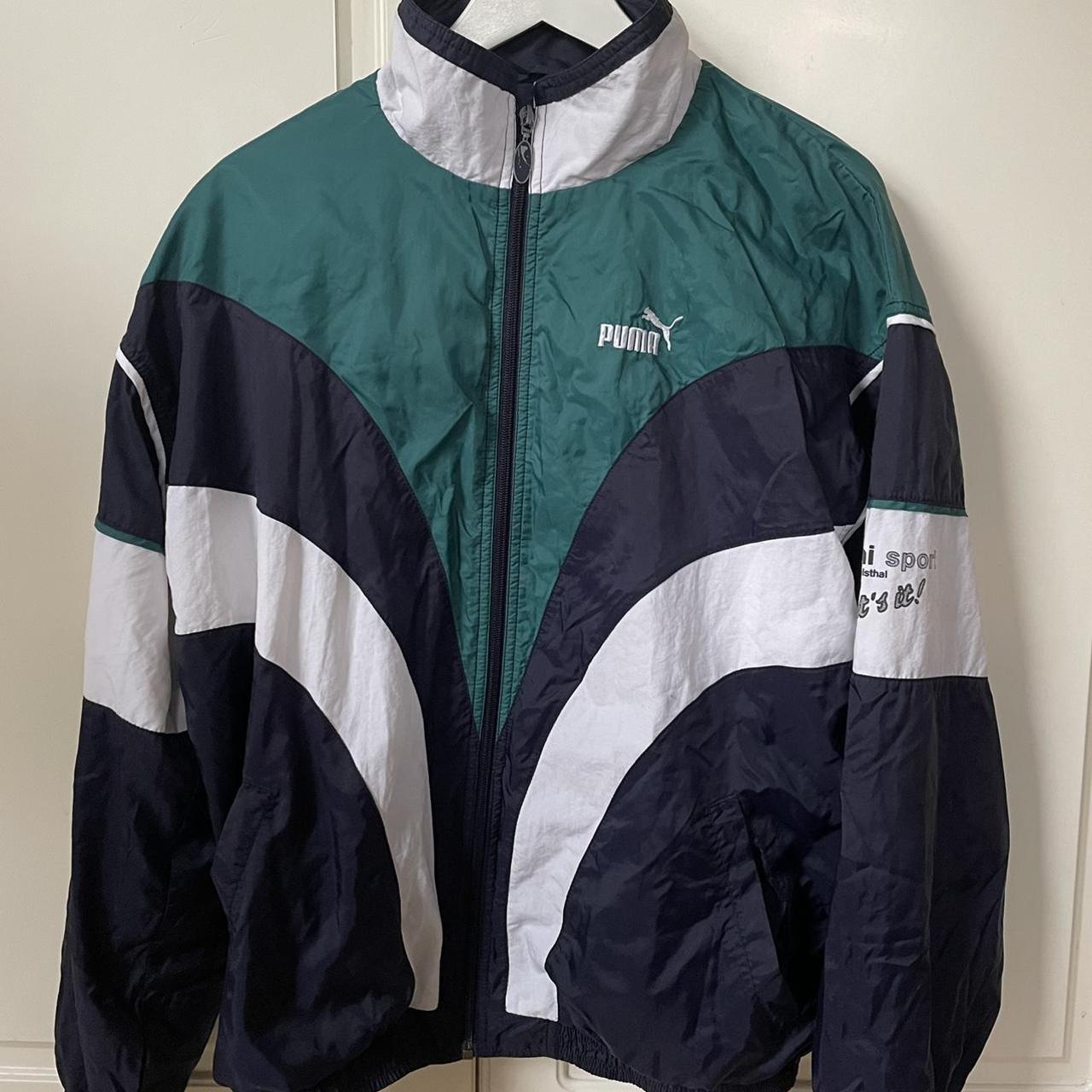 Puma Men's Blue and Green Jacket | Depop