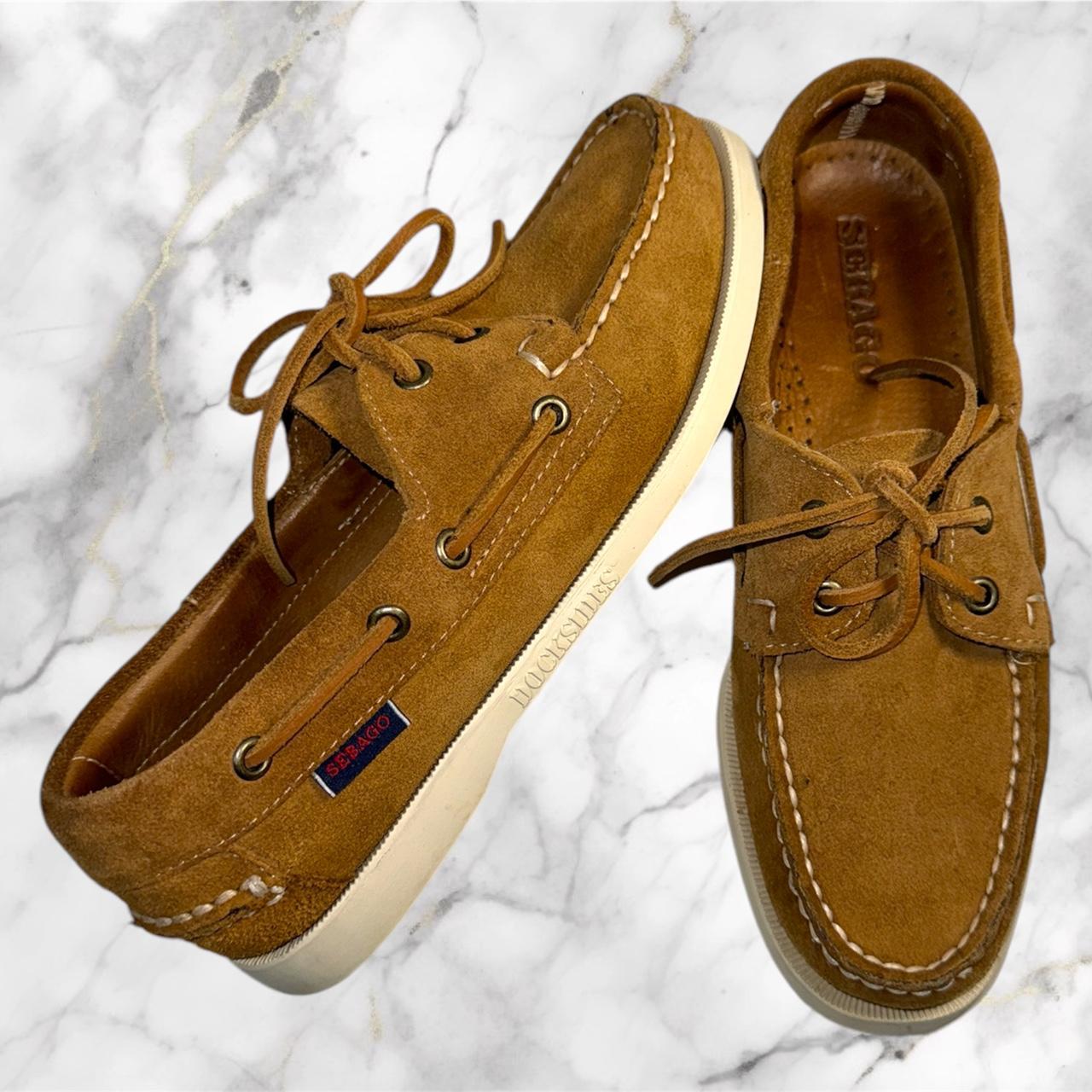 Vintage Sebago Docksides Suede Boat Shoes Tan