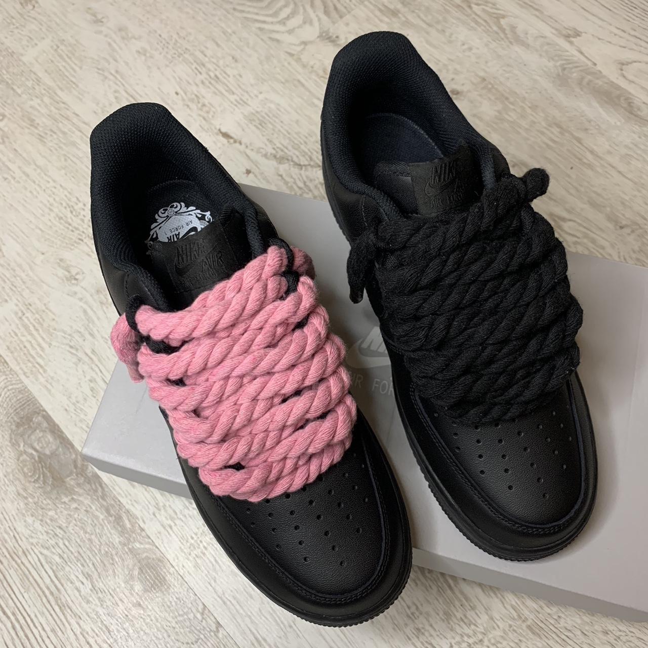 Air Force Rope laces Black Air force 1's Depop