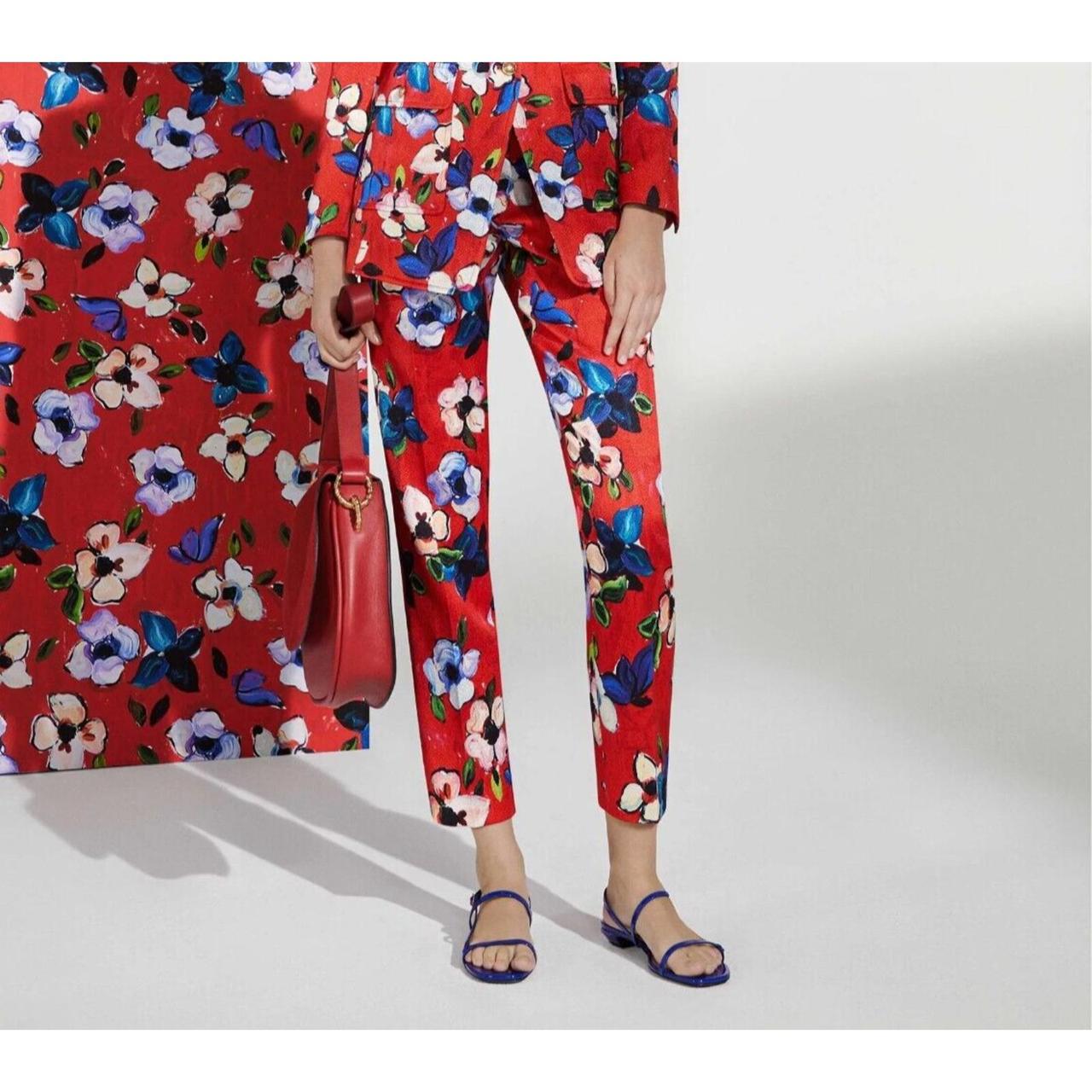 Escada Talaranto Pants in Medium Red Floral. These - Depop