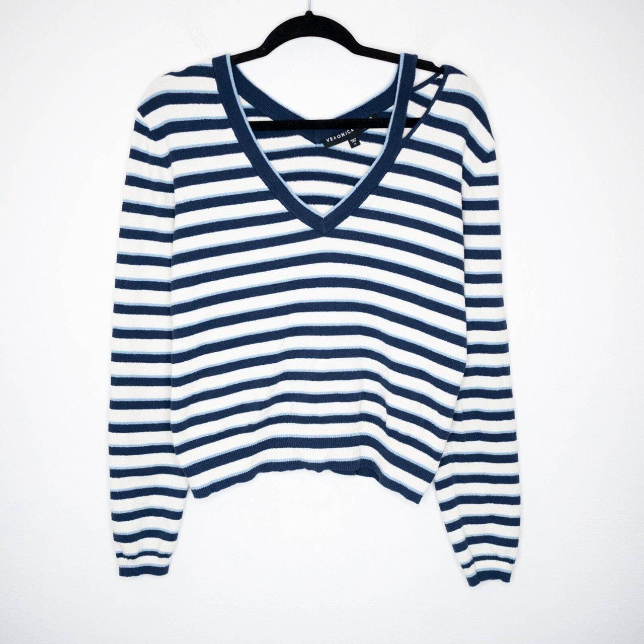 Veronica Beard Herbie Sweater in Navy Ivory Stripe.... - Depop