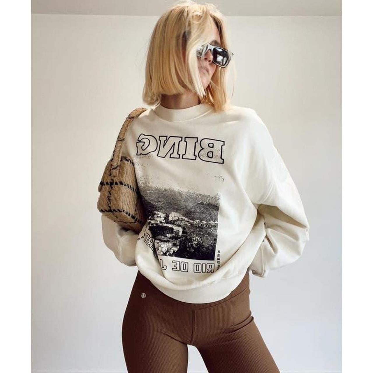 Anine Bing Jaci Sweatshirt in Cream Rio de Janeiro Depop