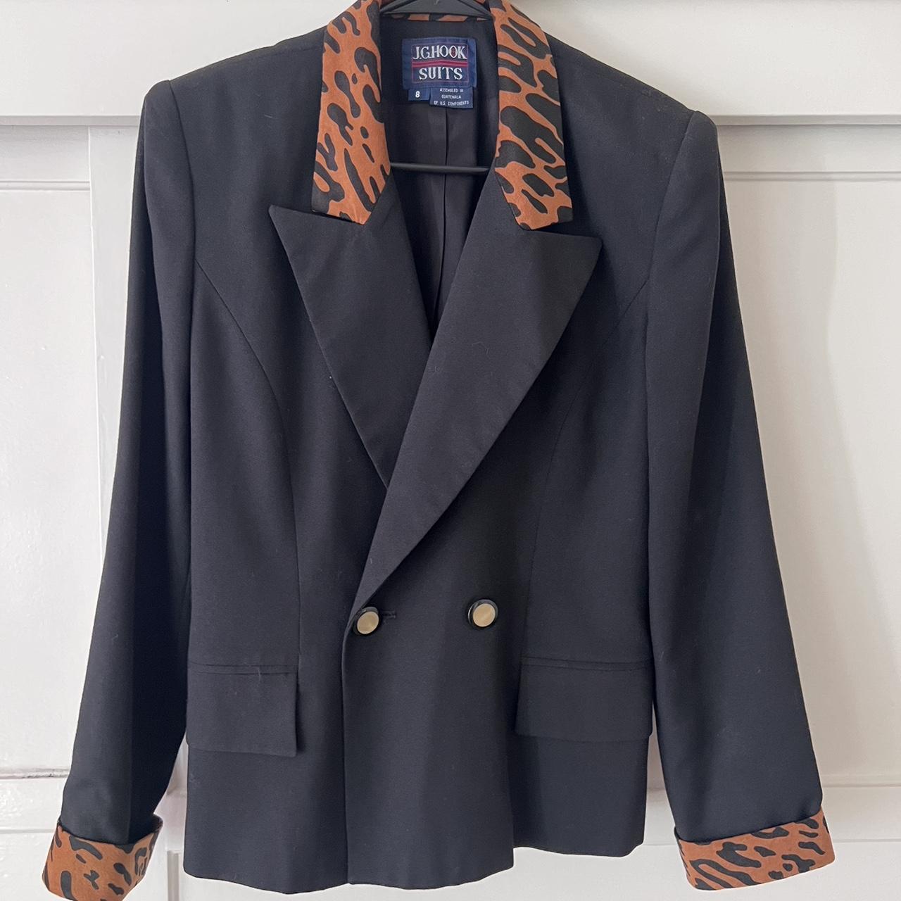 Black blazer with leopard print cuffs hotsell