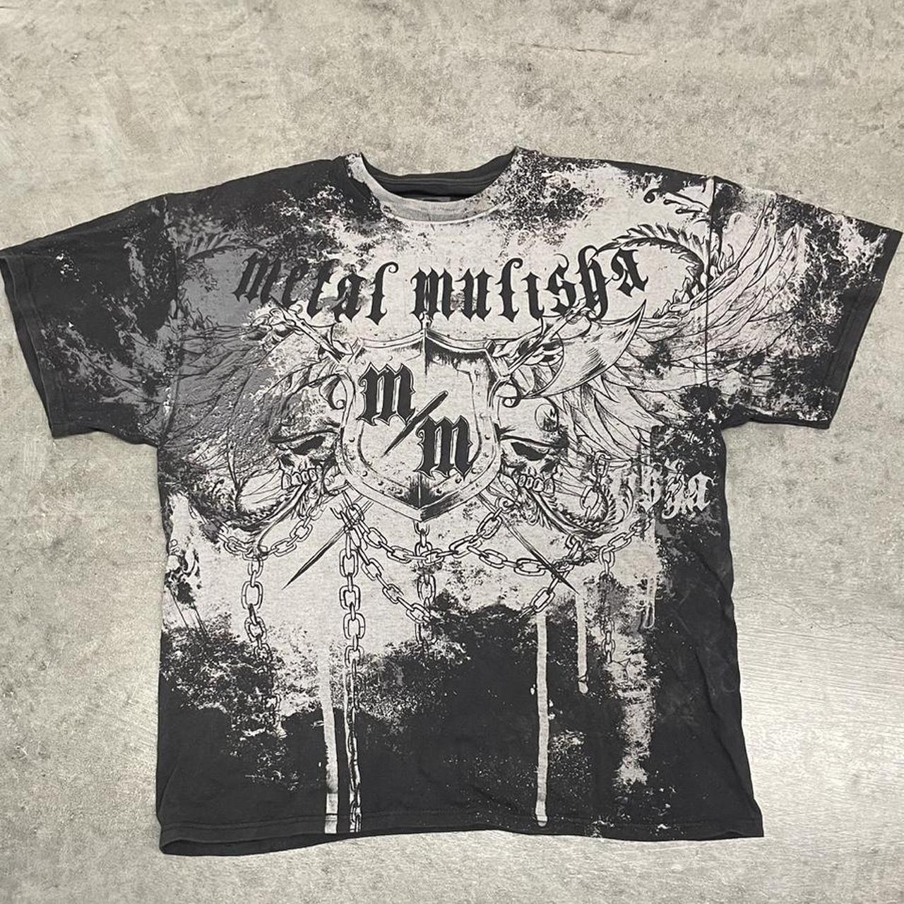 Metal Mulisha Men's T-shirt - Black/Grey - L – Vintage Affliction Y2K Metal Mulisha AOP T …