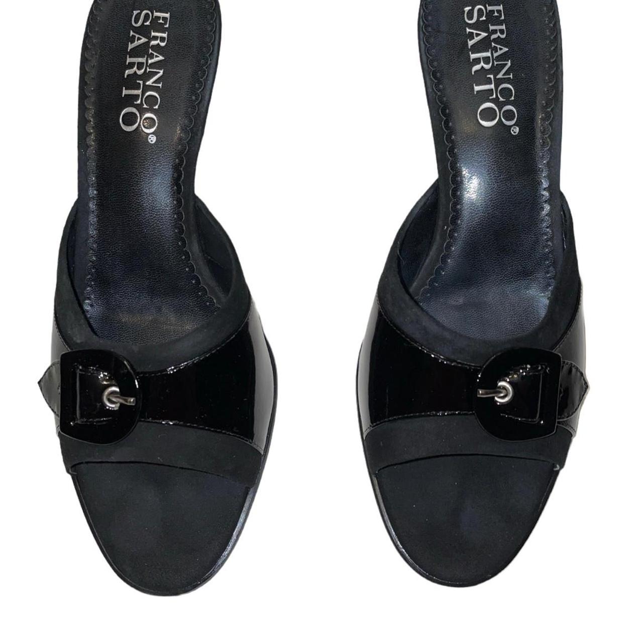 franco sarto mule heels black suede leather with