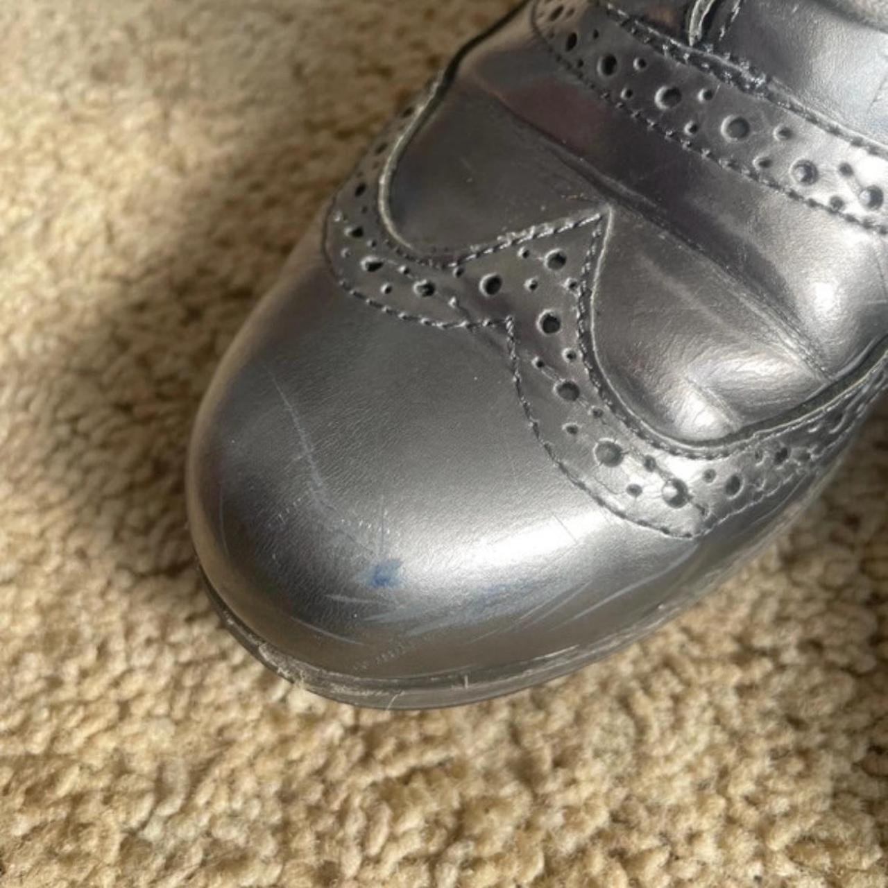 Silver brogues with a slight heel brogues Size 4. Depop