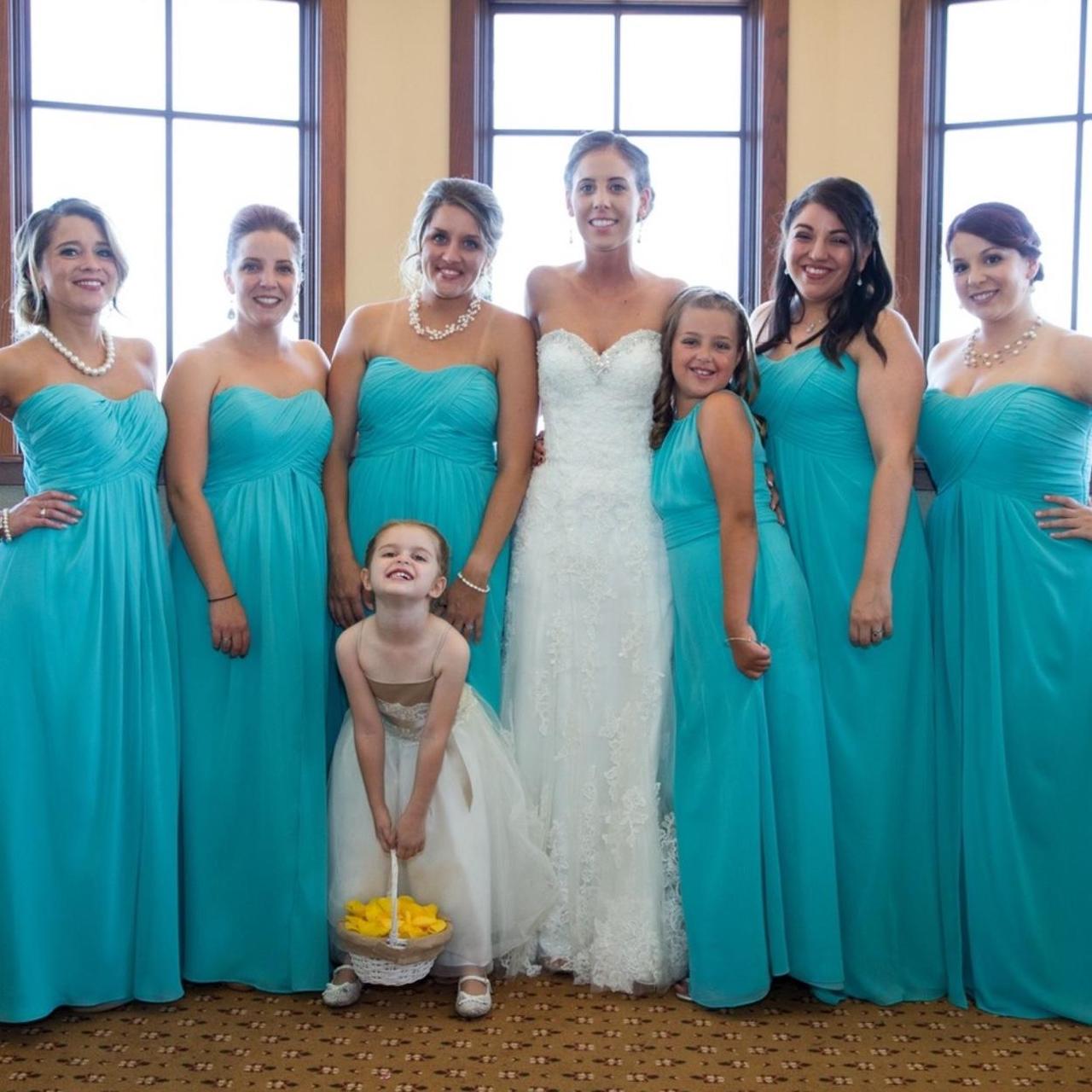 Bill Levkoff Bridesmaids dress in Teal Blue I had. Depop