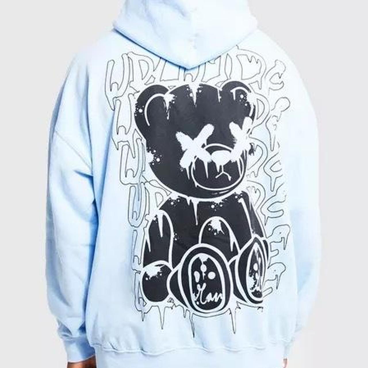 Men's Oversized Graffiti Teddy Hoodie