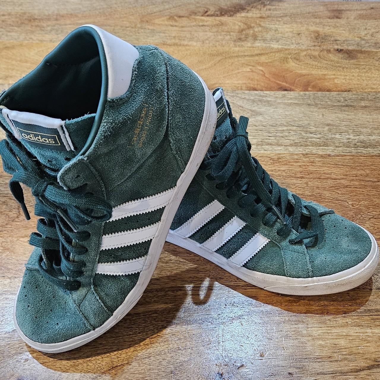 Adidas Basket Profi high top trainers Green suede. Depop