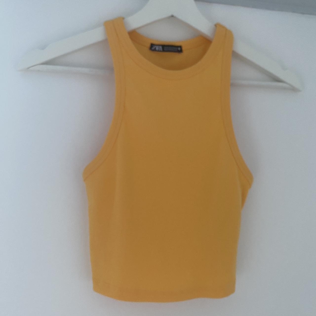 Orange zara crop racer vest / tank top Never... Depop