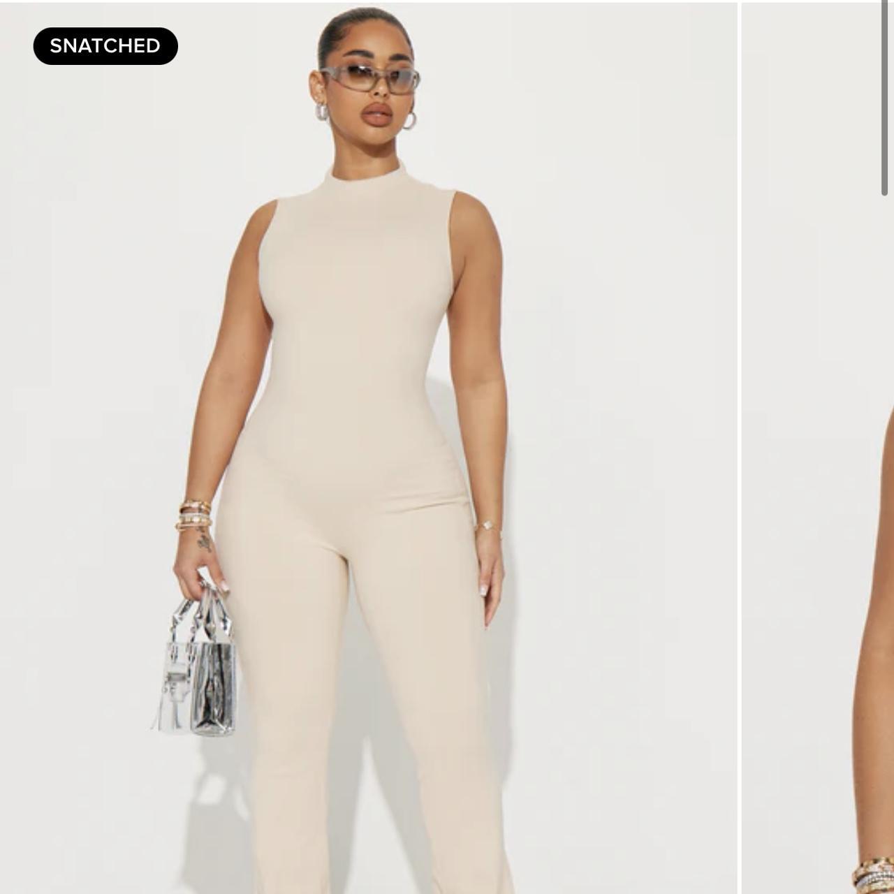 Fashion nova cream jumpsuit never worn size 6/8 Depop