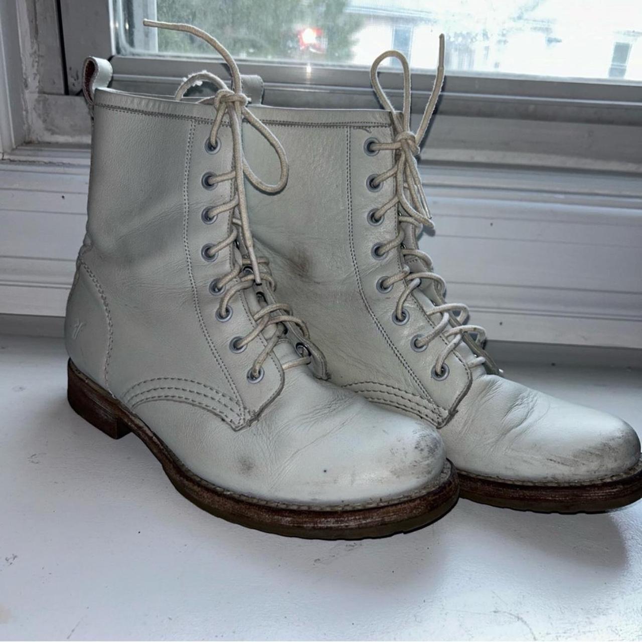 Frye white combat boots hotsell