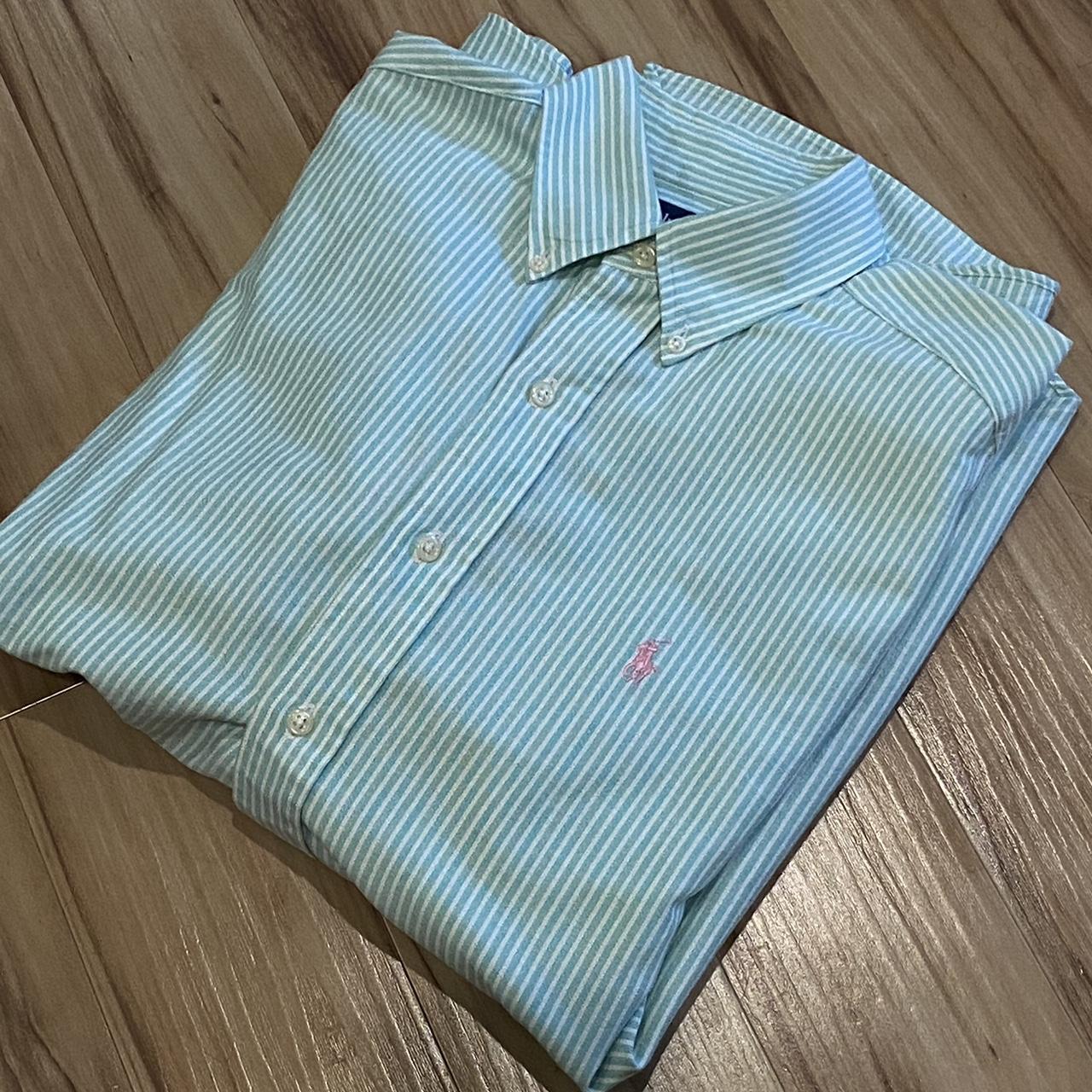 Polo Ralph Lauren Men's Green and White Shirt | Depop