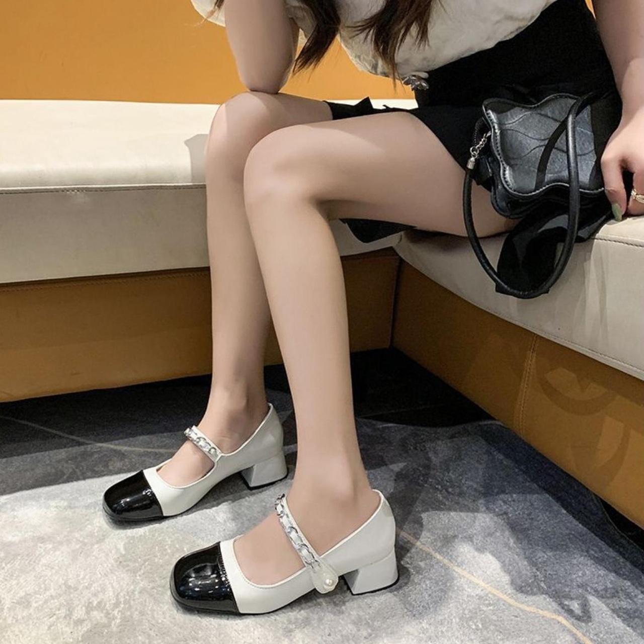 black and white mary jane shoes
