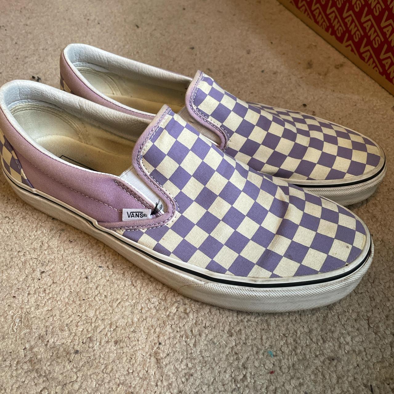 Checkered purple vans hotsell