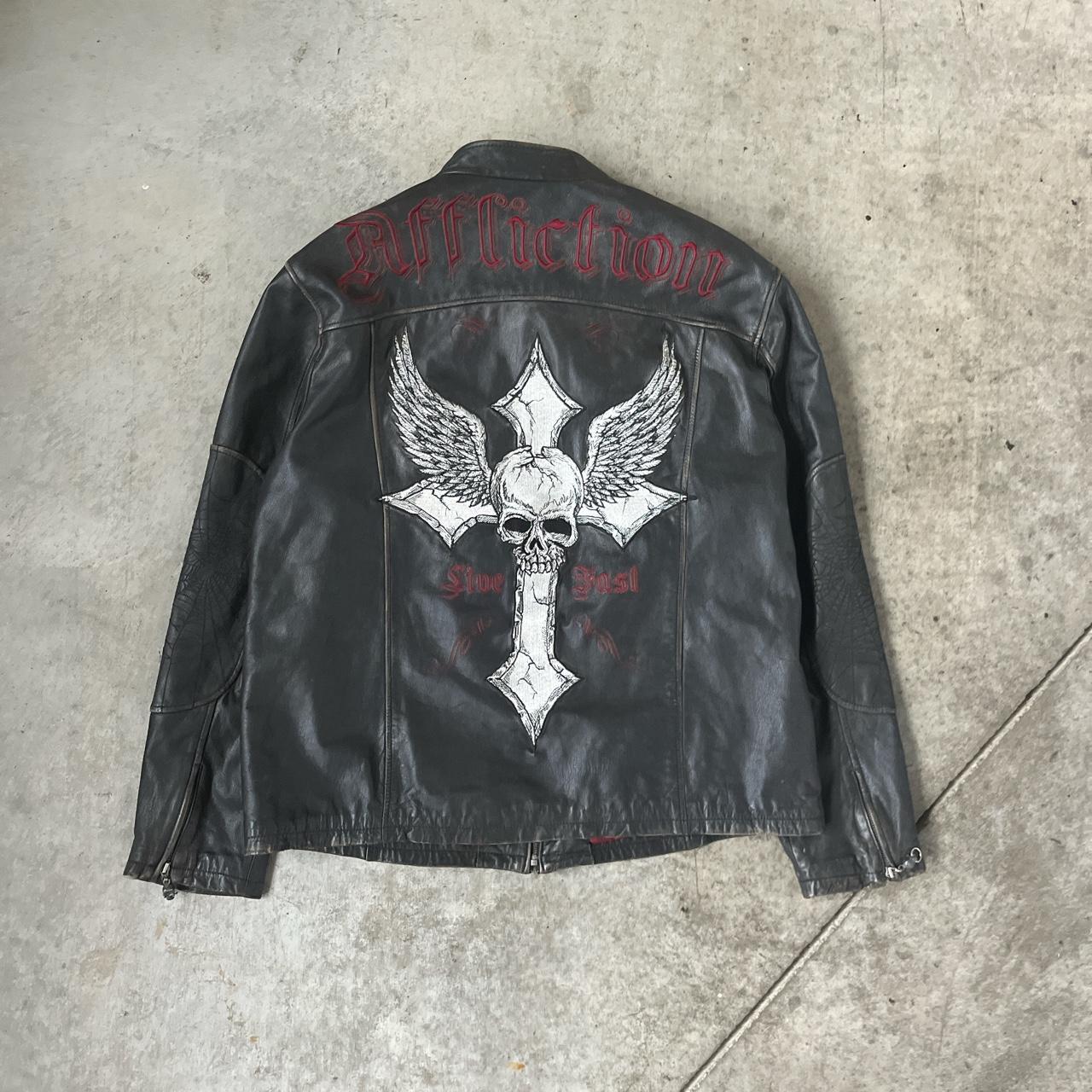 Affliction leather jacket Limited Edition hand... - Depop