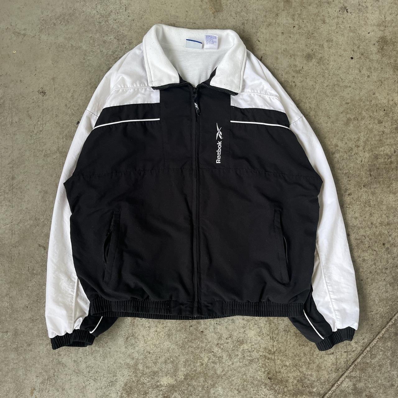 Reebok Men's Black and White Jacket | Depop