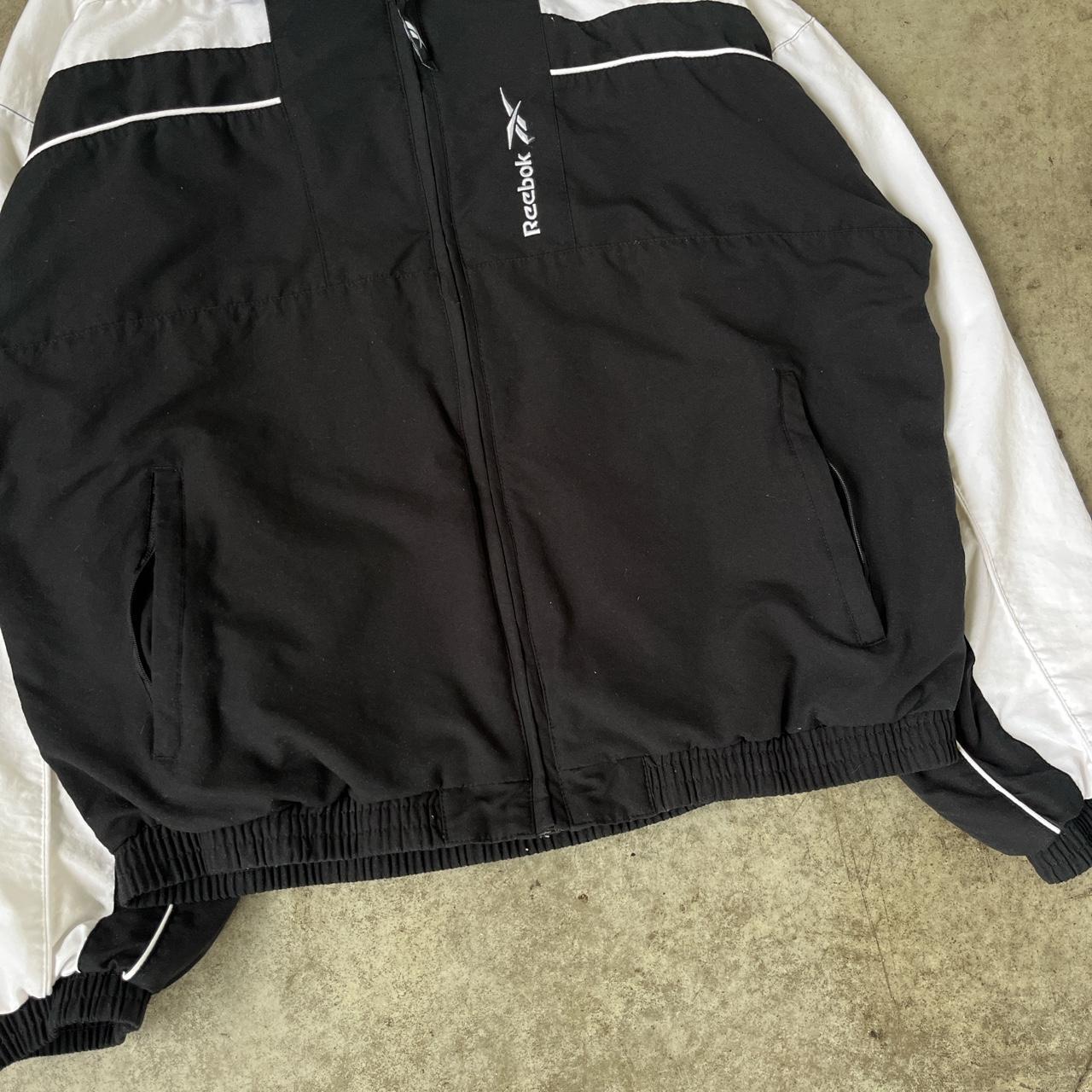 Reebok Men's Black and White Jacket | Depop