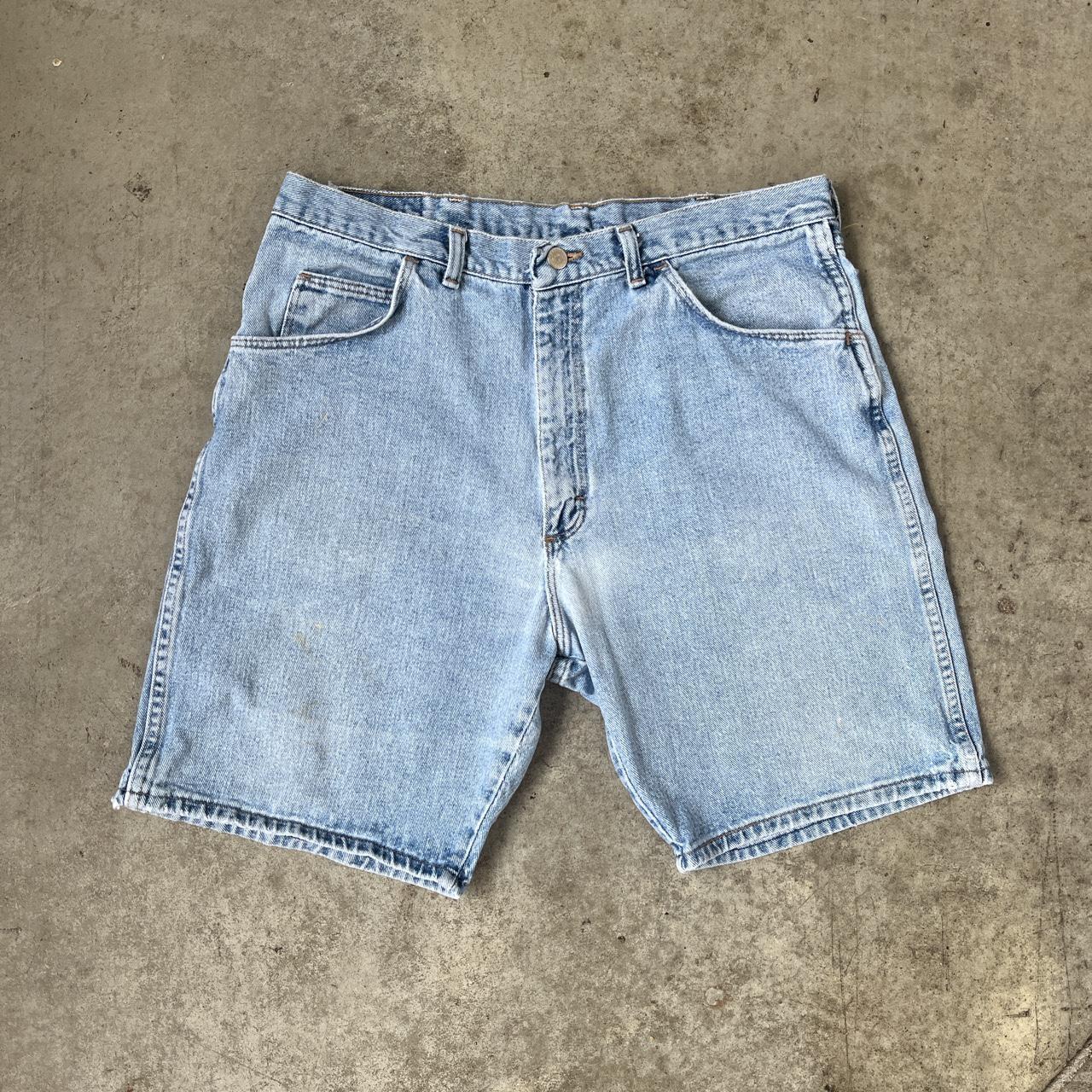 Vintage Wrangler light wash denim jeans shorts Few... - Depop