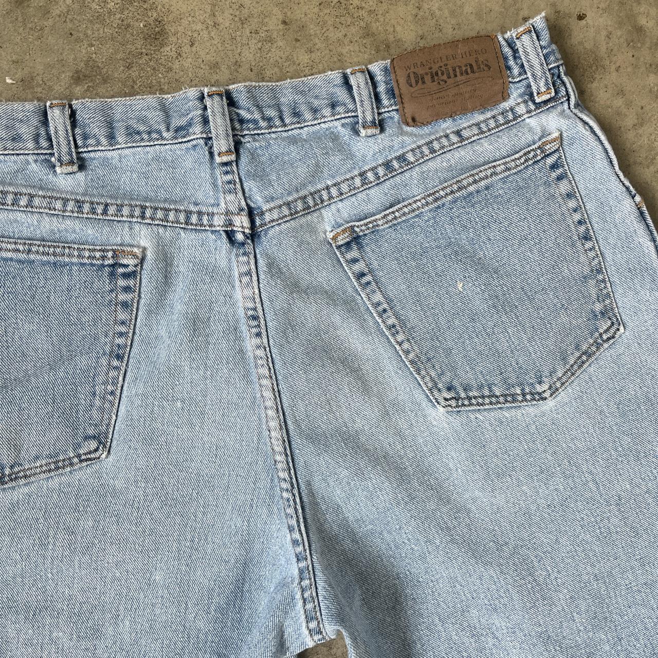 Vintage Wrangler light wash denim jeans shorts Few... - Depop