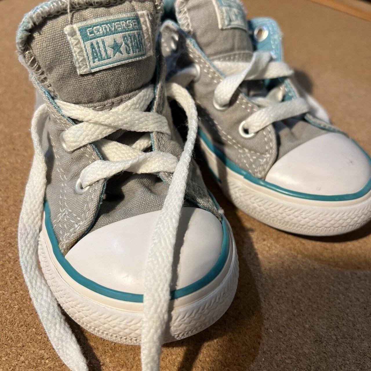 Toddler Gray Converse Size 8 Aqua Trim And Inside. Depop