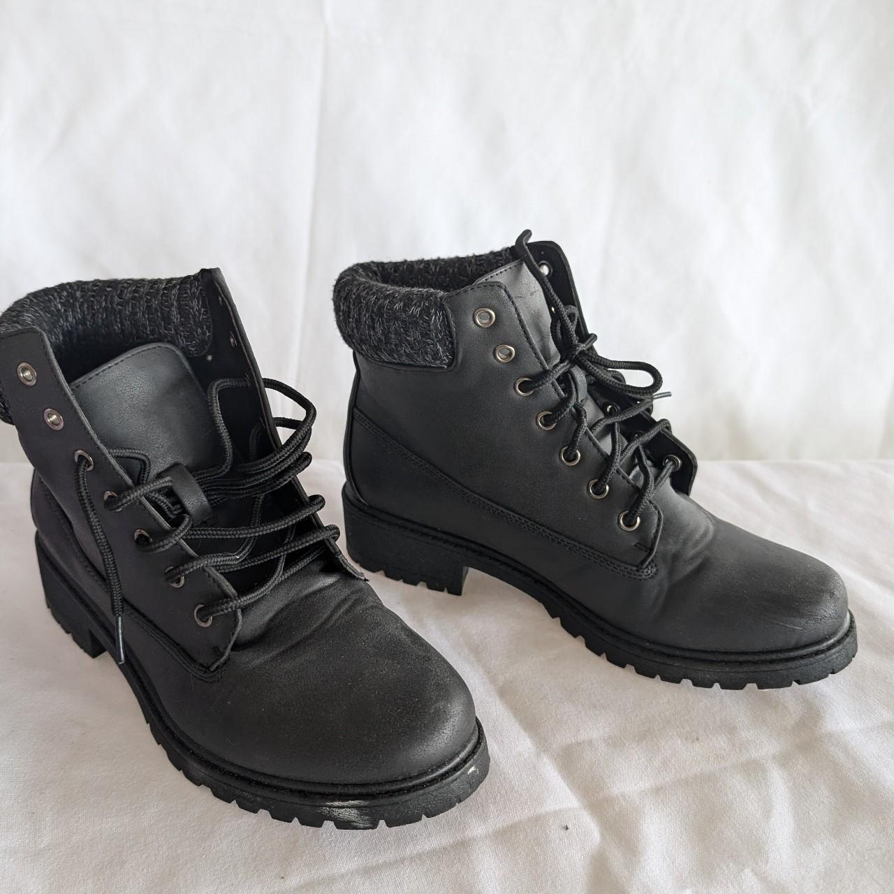 Black Low Cut Lace up boots Brand by spend