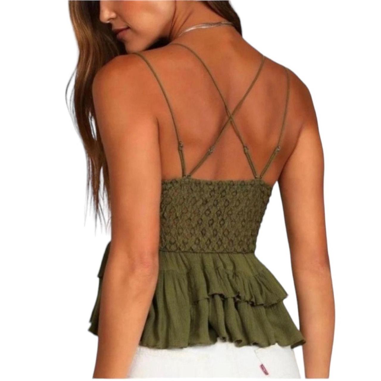 NWT!!! Free People Adella Cami Green Olive Sparrow popular Medium