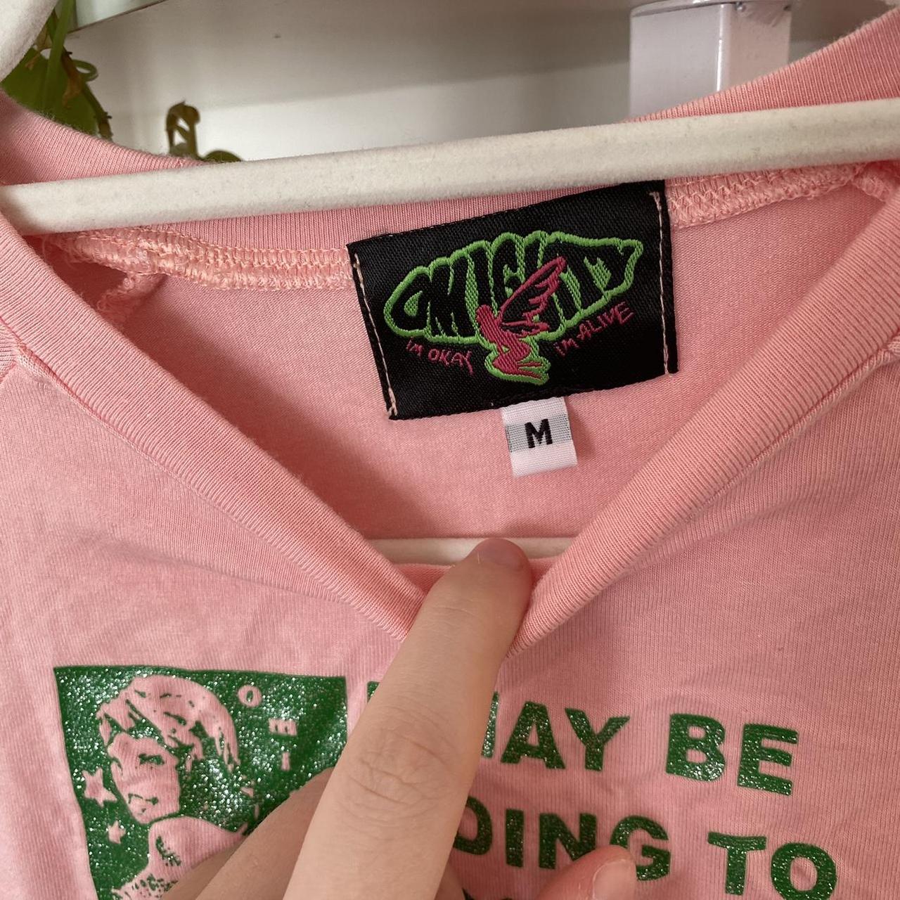 O-MIGHTY Women's Pink and Green T-shirt (2)