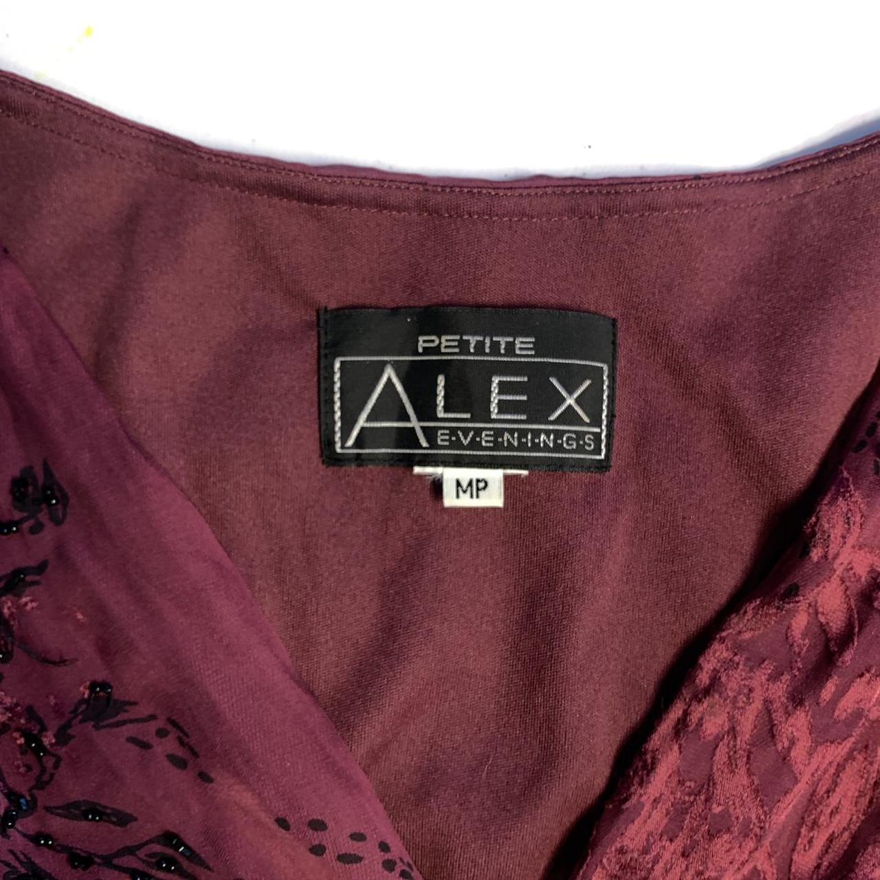 Burgundy floral Alex Evenings beaded blouse with... Depop