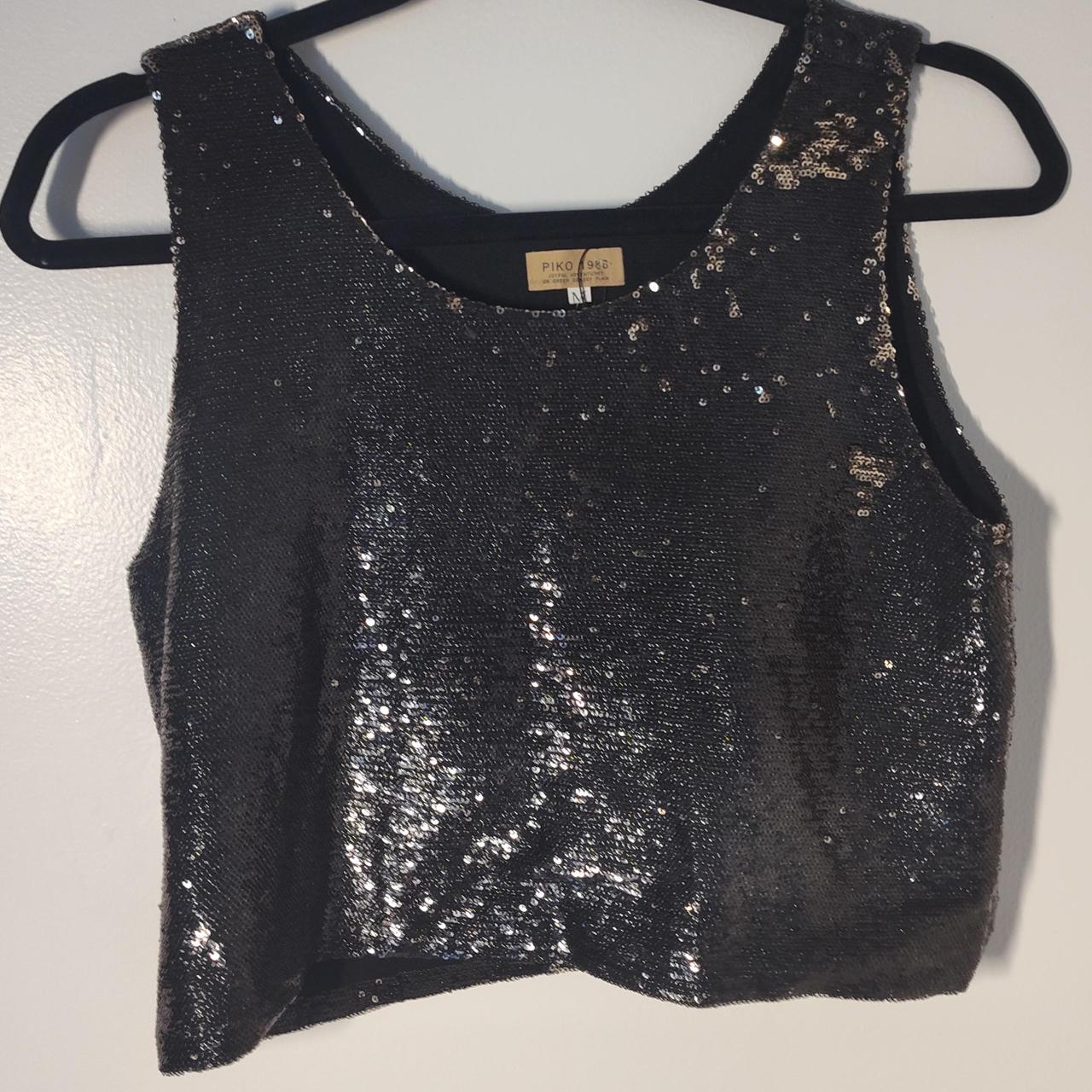 Source Unknown Women's Crop top - Black/Silver - … - image 1