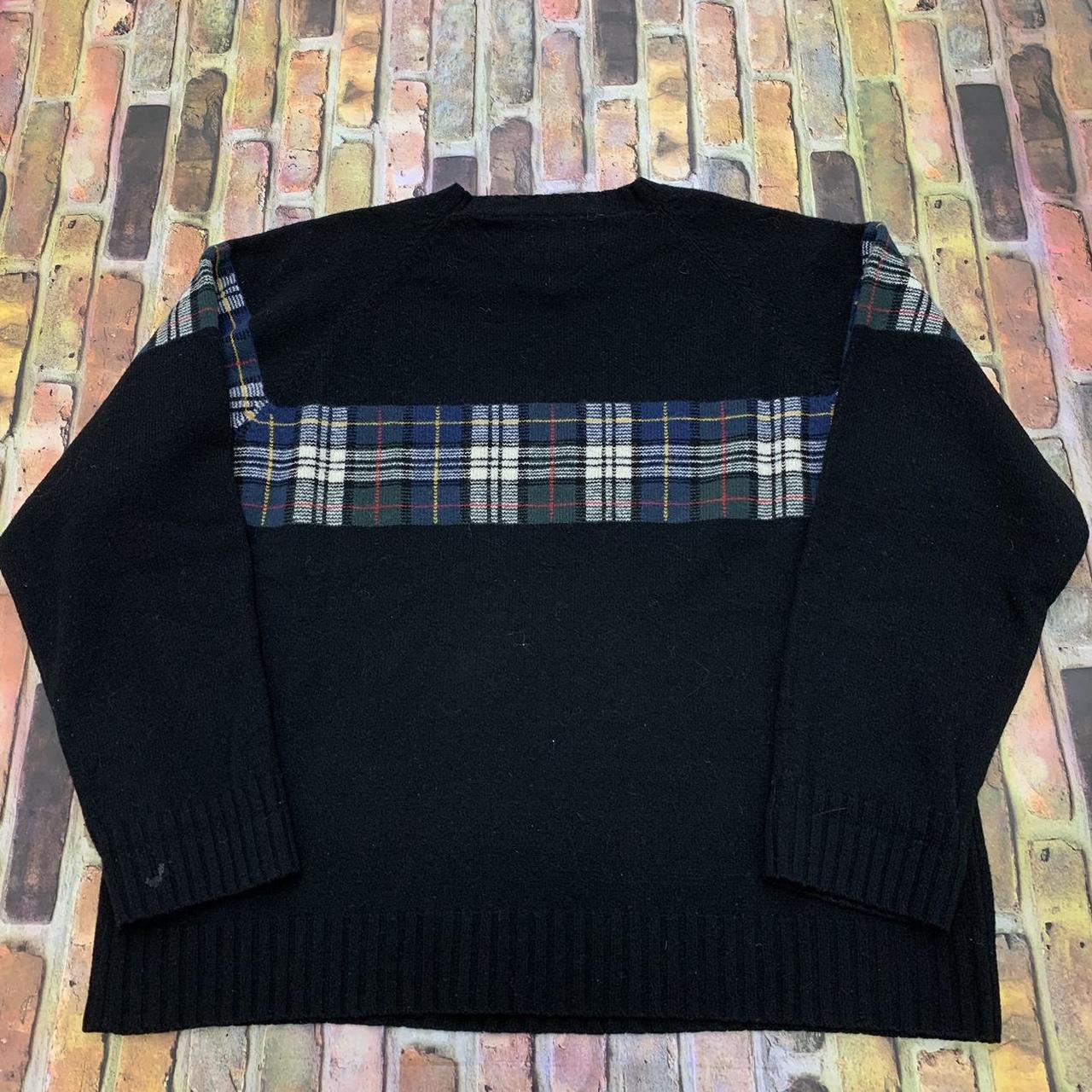 Vintage Tommy Hilfiger wool plaid sweater in black.... - Depop