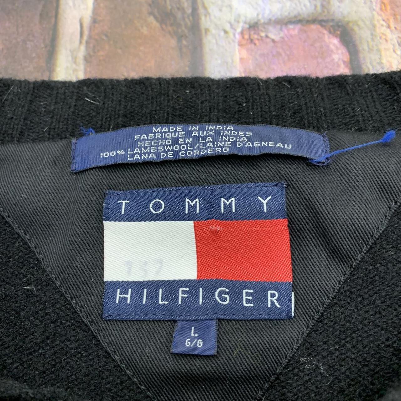 Vintage Tommy Hilfiger wool plaid sweater in black.... - Depop