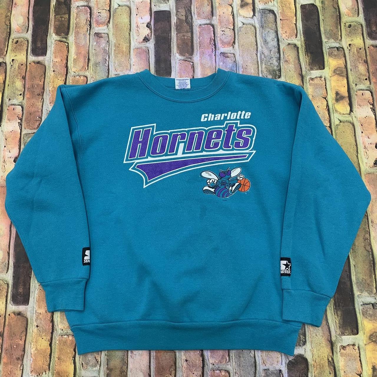 Vintage Starter Charlotte Hornets sweatshirt in... - Depop