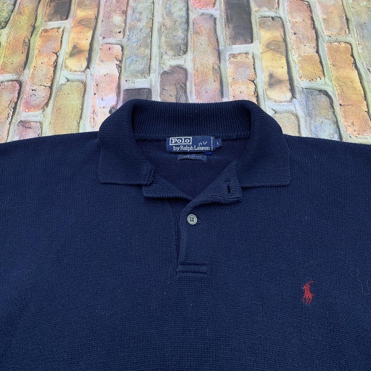 Vintage Polo sweater in navy. From the 90s. Mens L.... - Depop