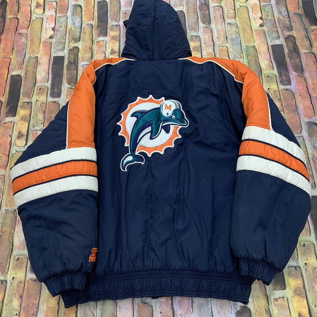 Vintage Starter Miami Dolphins puffer jacket in... - Depop