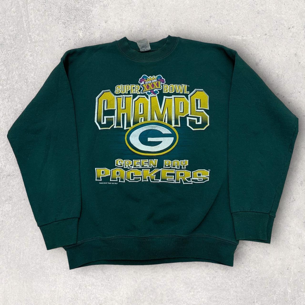 1997 Green Bay Packers Super Bowl Champions Crewneck - Depop