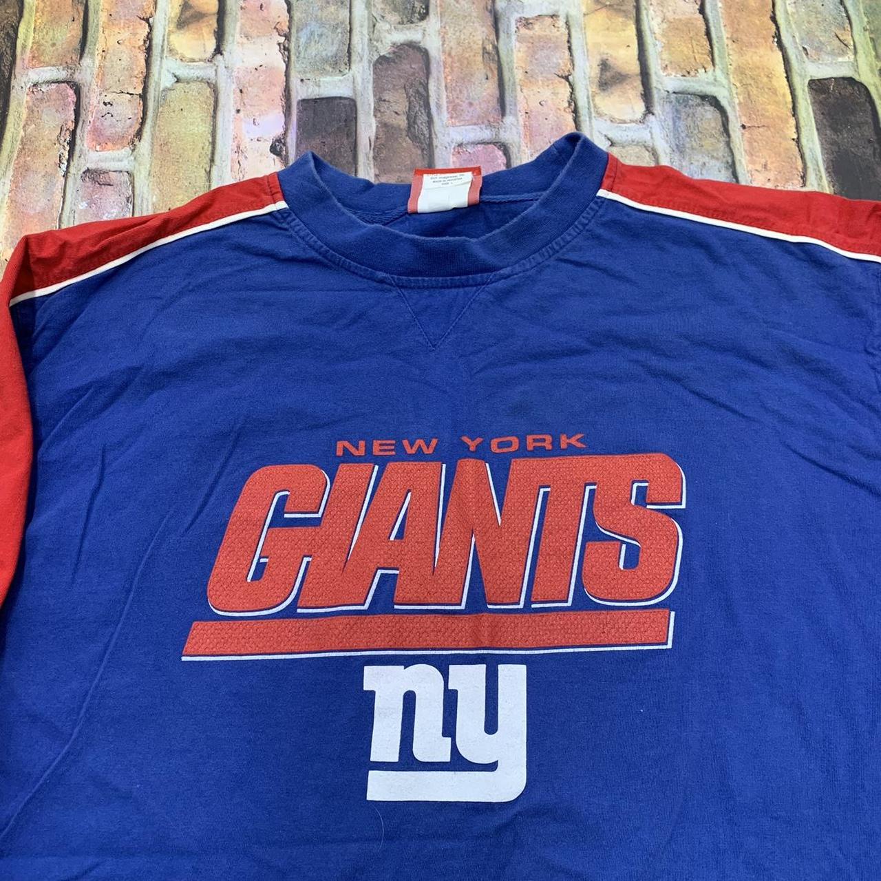 Blue NFL NY Giants Long Sleeve Shirt Size: Large - Depop