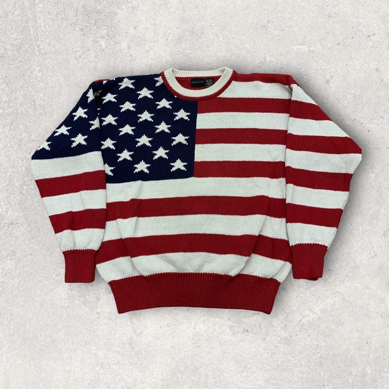 Vintage American Flag sweater. From the 90s. Mens M.... Depop