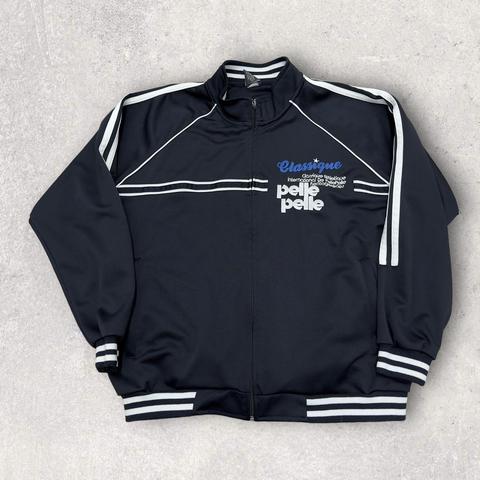 Vintage Pelle Pelle track jacket in black. Y2K early - Depop